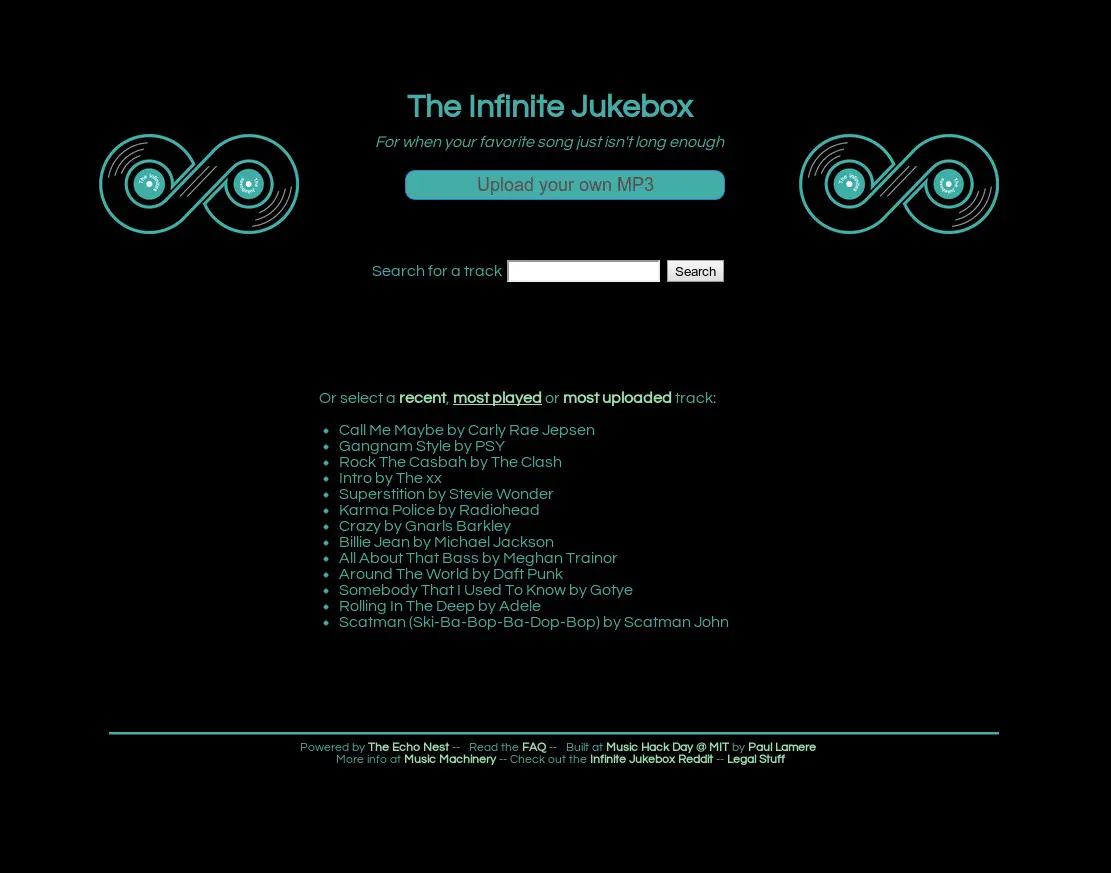 The Infinite Jukebox upload